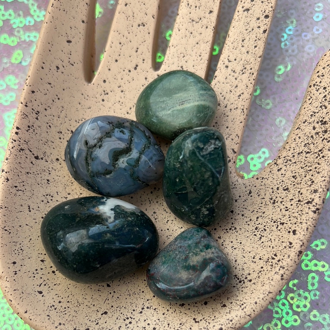 Moss Agate Tumbles