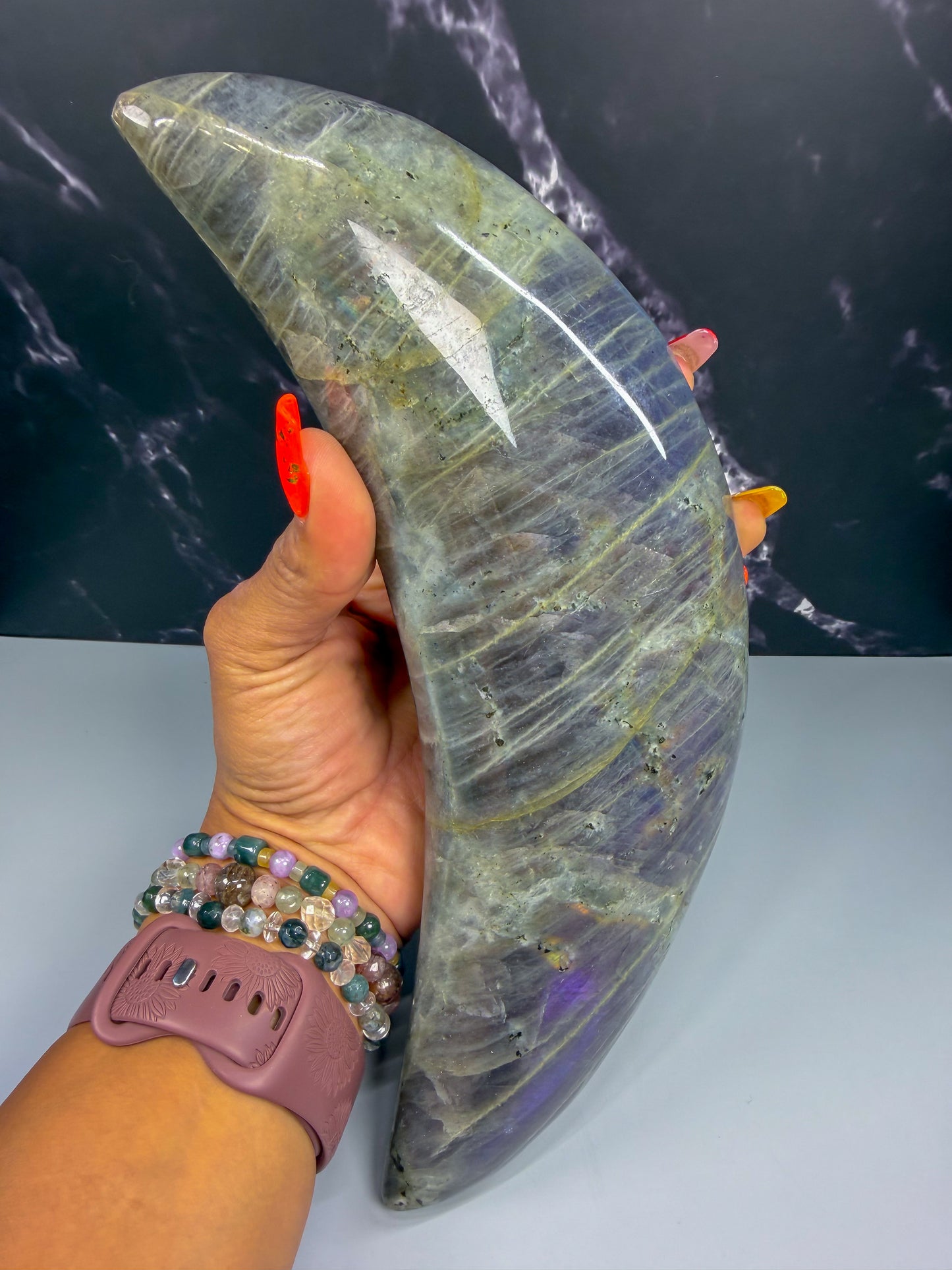 XL Labradorite Moon Carving – 100267