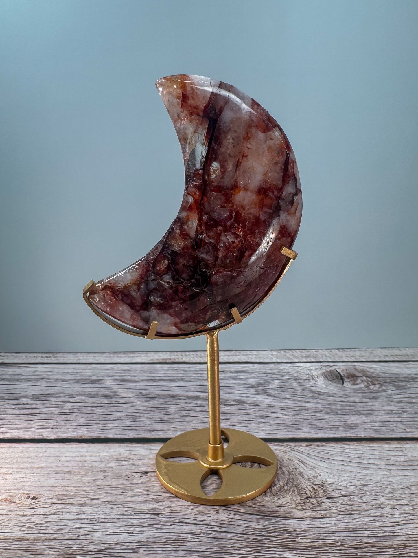 Fire Quartz Moon on Stand